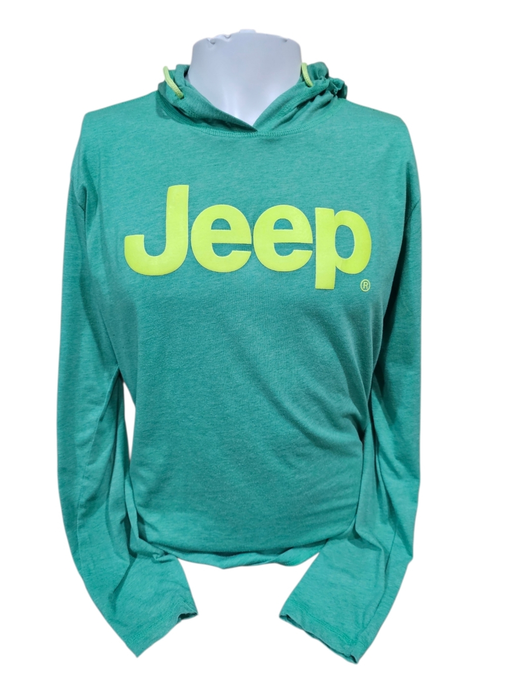 Jeep Hoodie Women XL Green Neon Logo Lightweight Pullover Casual Athleisure